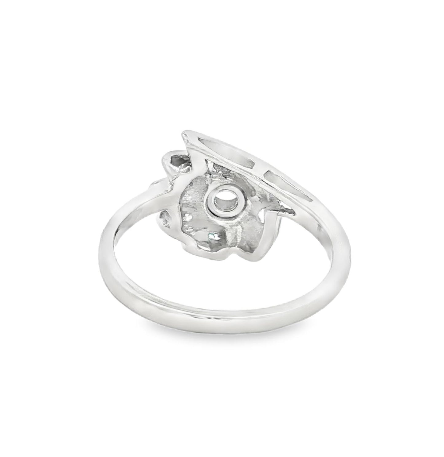 Mid century Old European cut 14k white gold spray ring