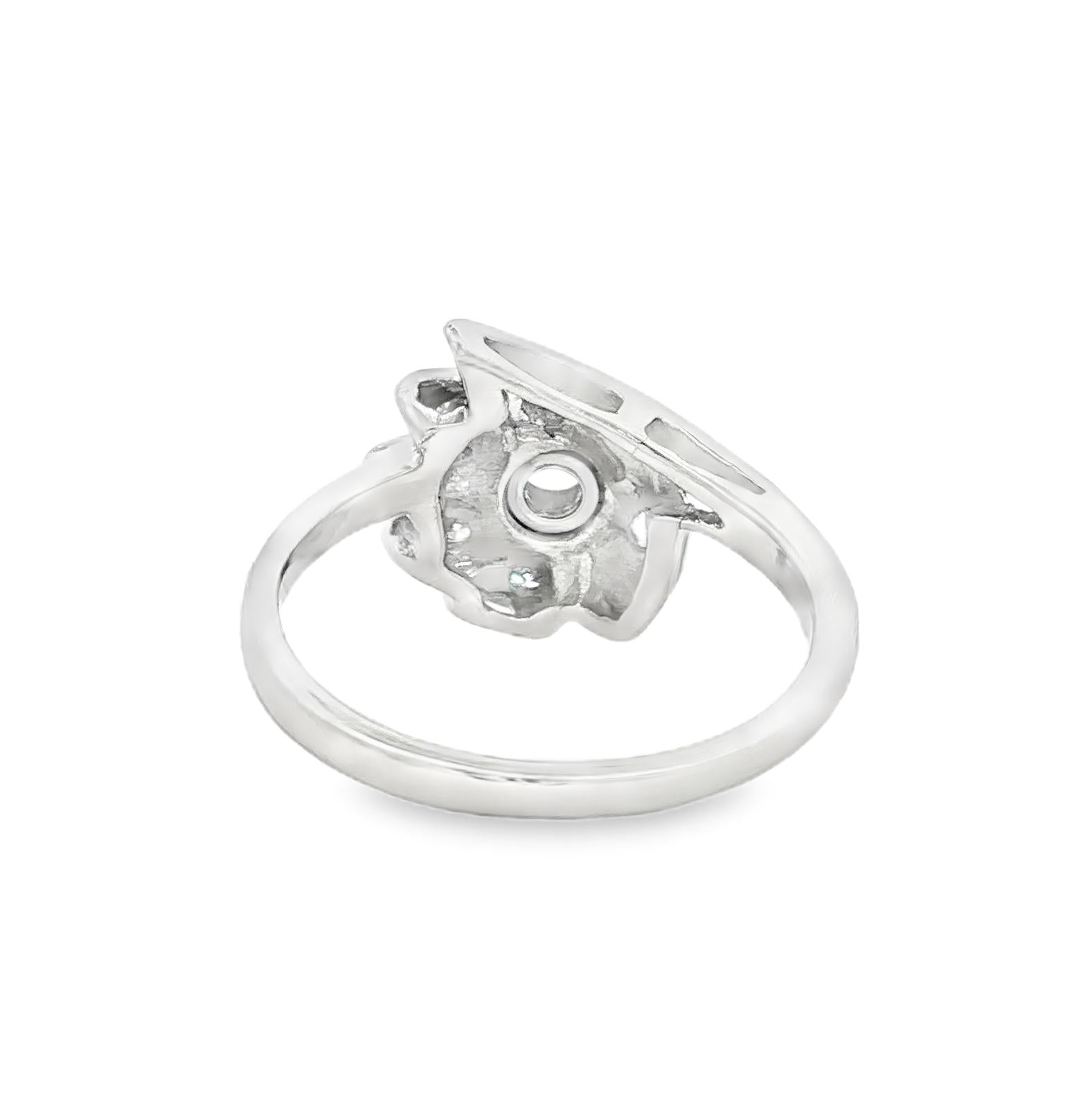 Mid century Old European cut 14k white gold spray ring