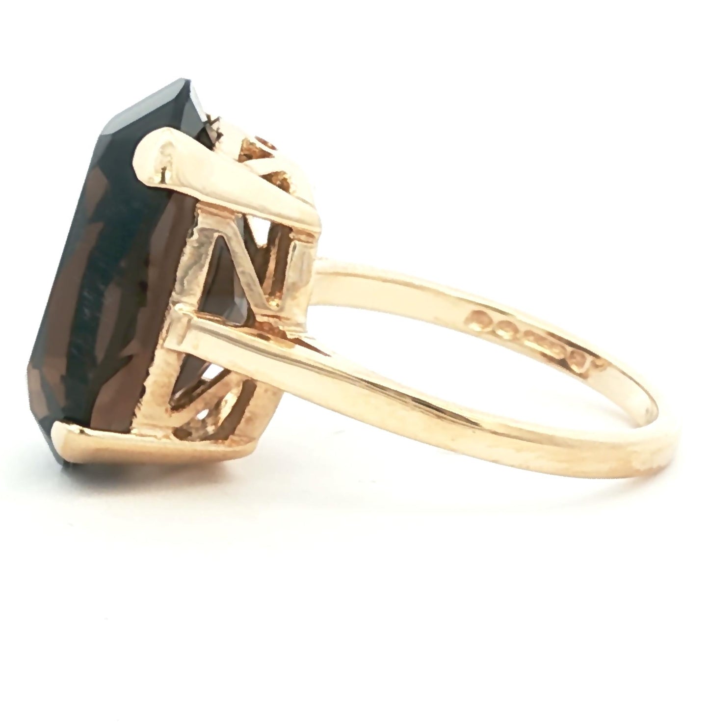 Bold smokey quartz prong set solitaire ring