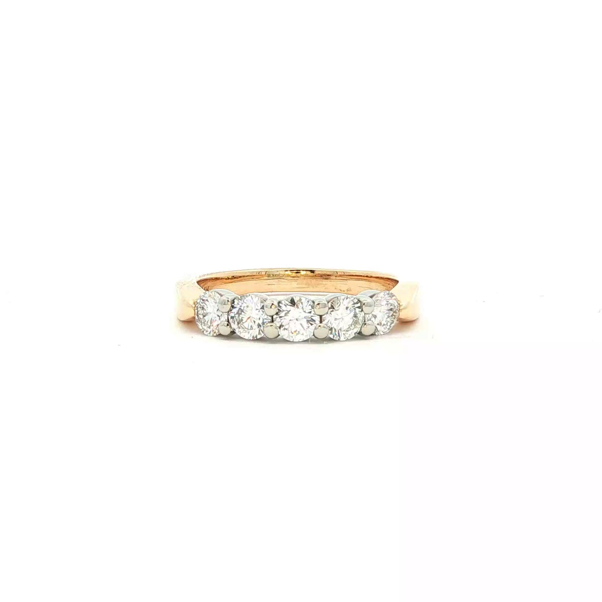 Five diamond two tone wedding ring