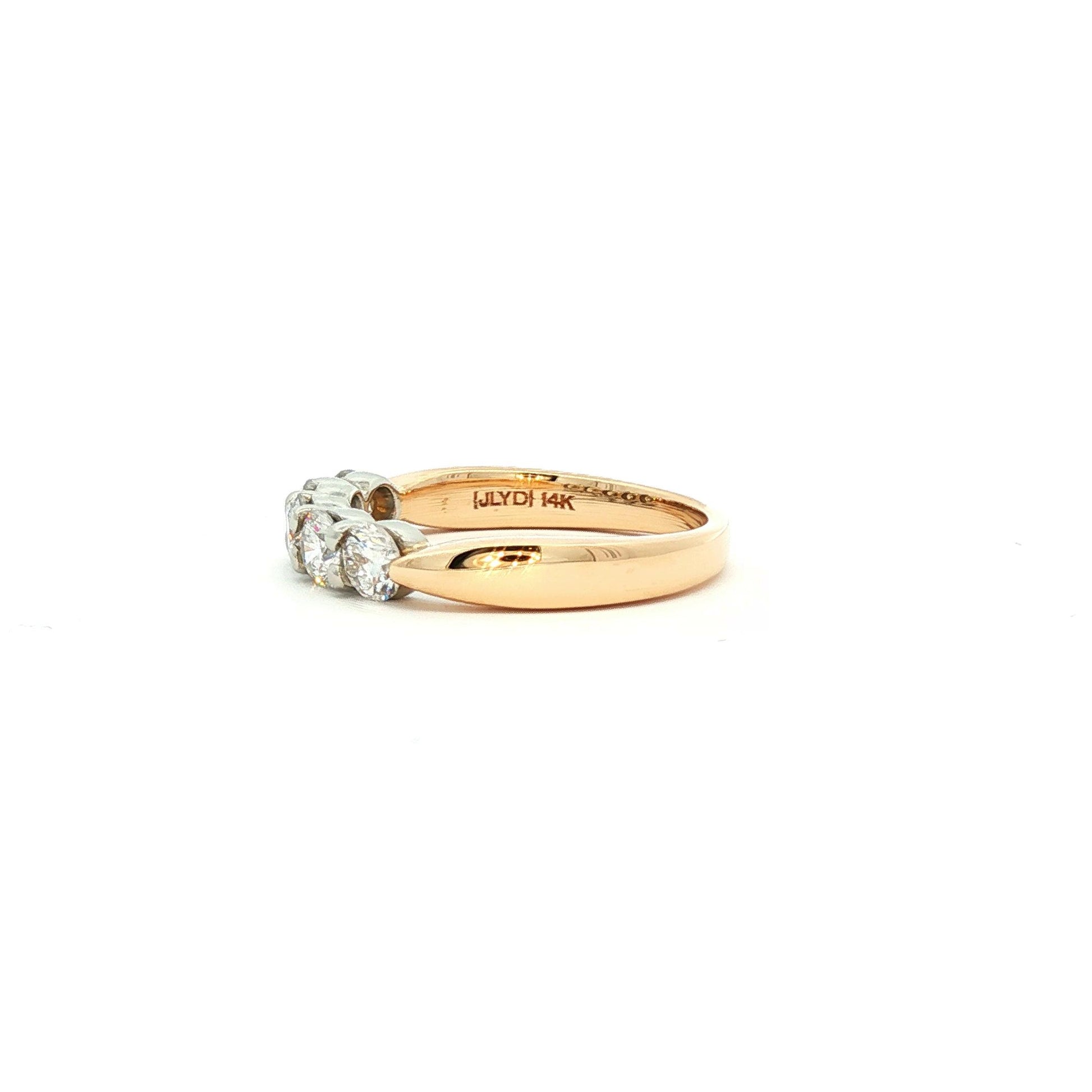 Five diamond two tone wedding ring