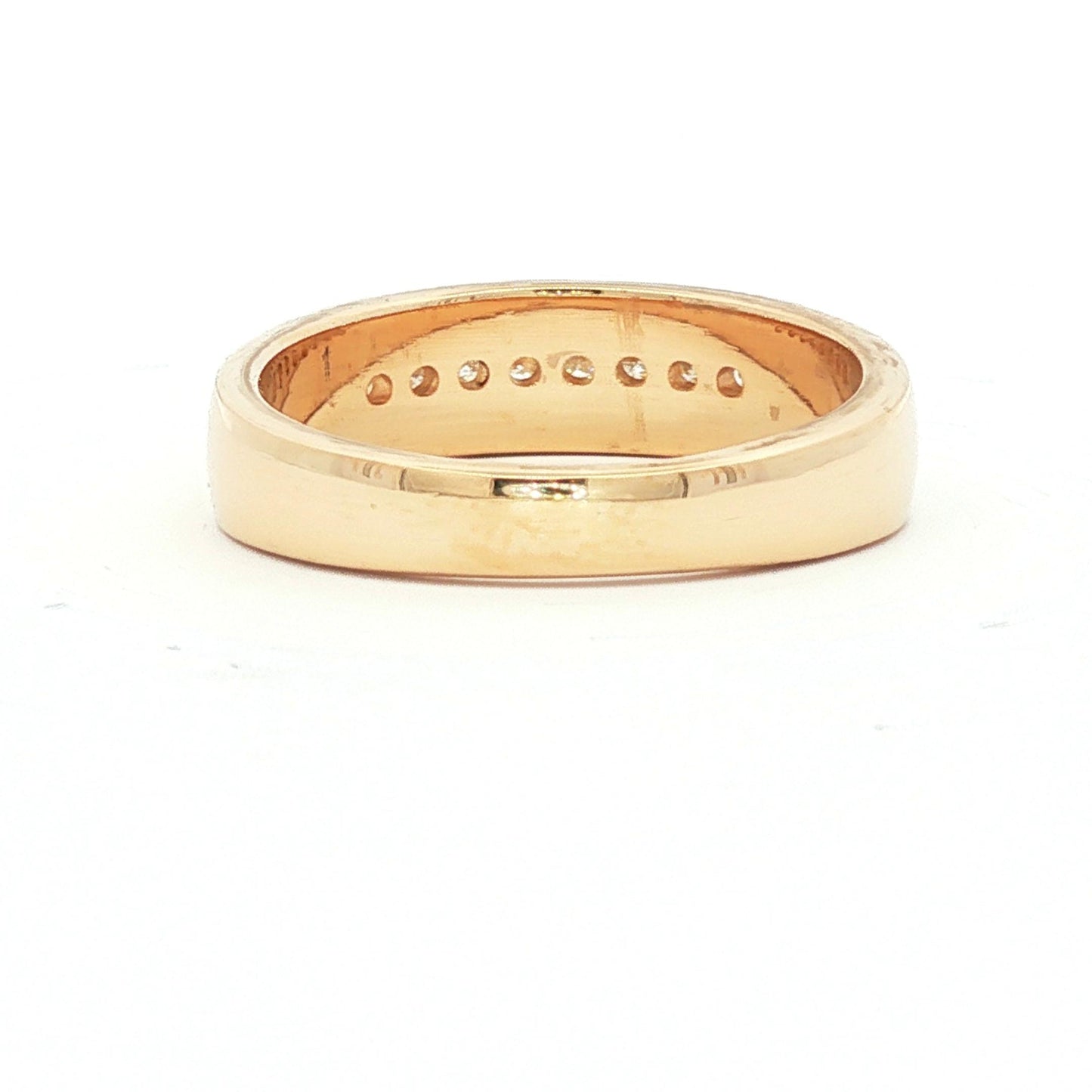 Tapered channel set diamond 14k yellow gold band ring