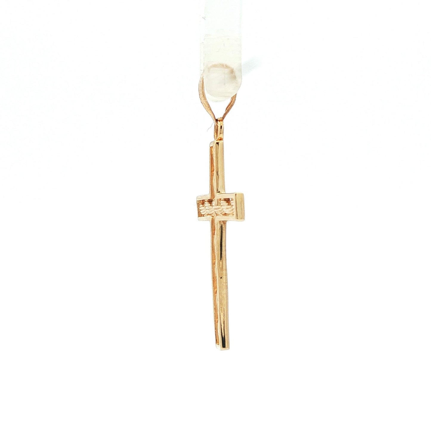 Rope texture contemporary 14k yellow gold cross