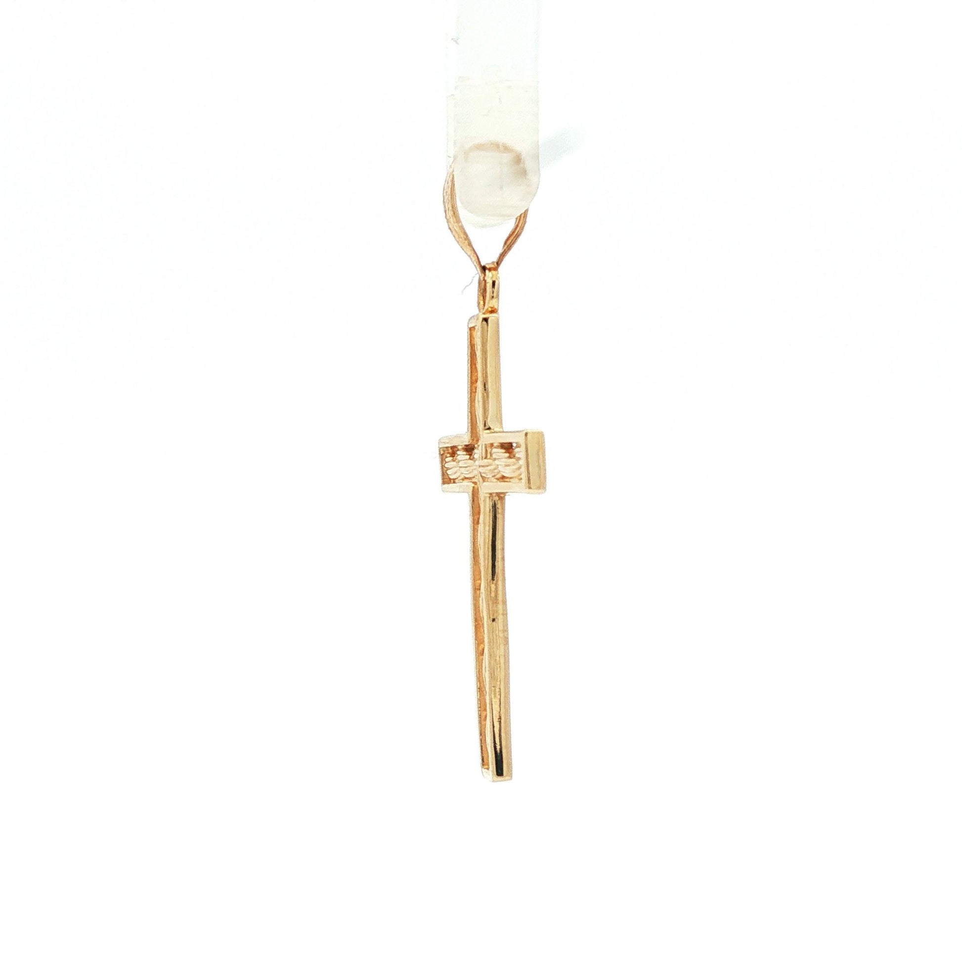 Rope texture contemporary 14k yellow gold cross