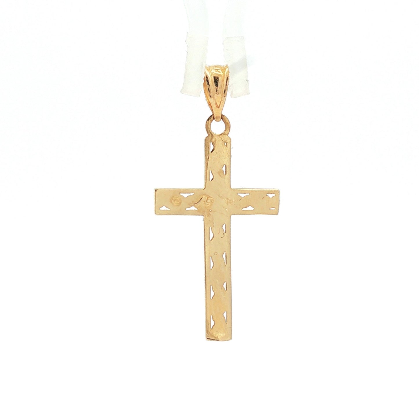 Rope texture contemporary 14k yellow gold cross