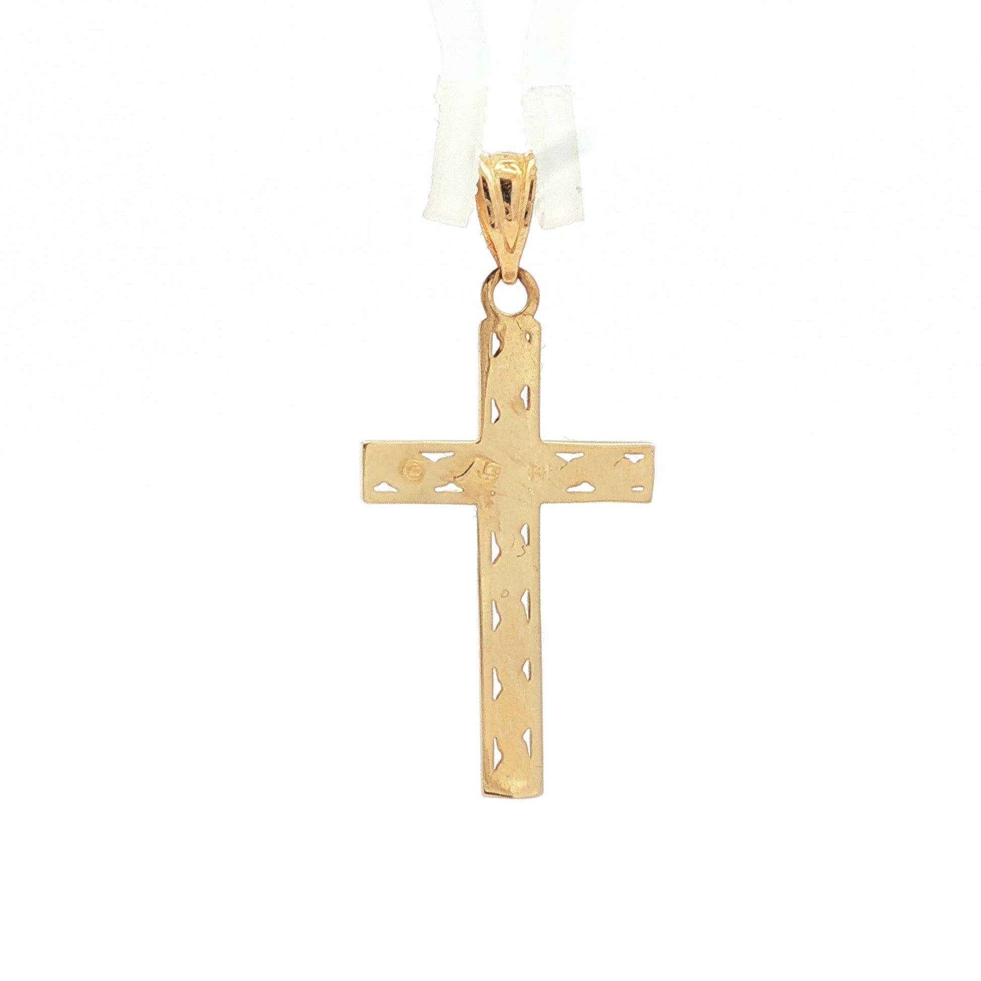 Rope texture contemporary 14k yellow gold cross