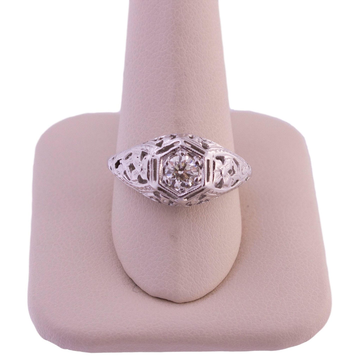 14K White Gold Sutton Place Filigree Diamond Engagement Ring