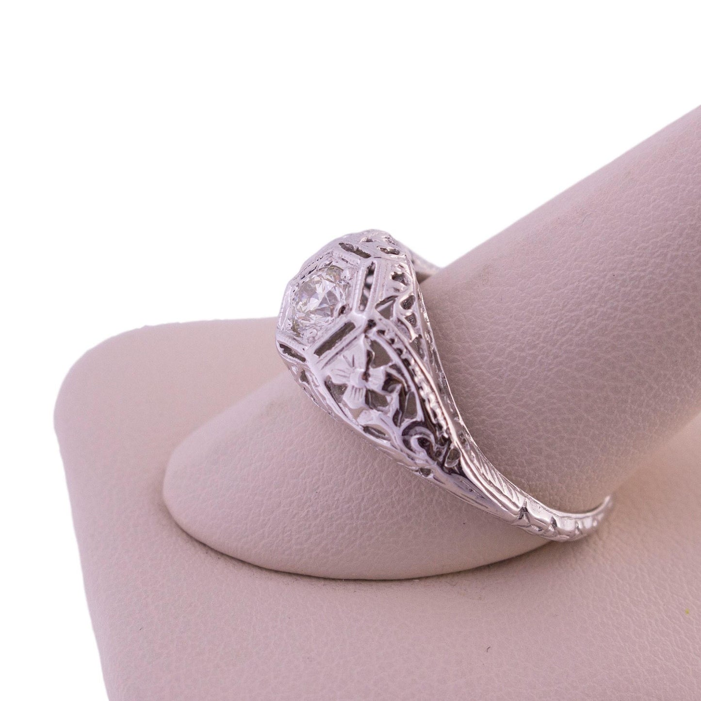 14K White Gold Sutton Place Filigree Diamond Engagement Ring