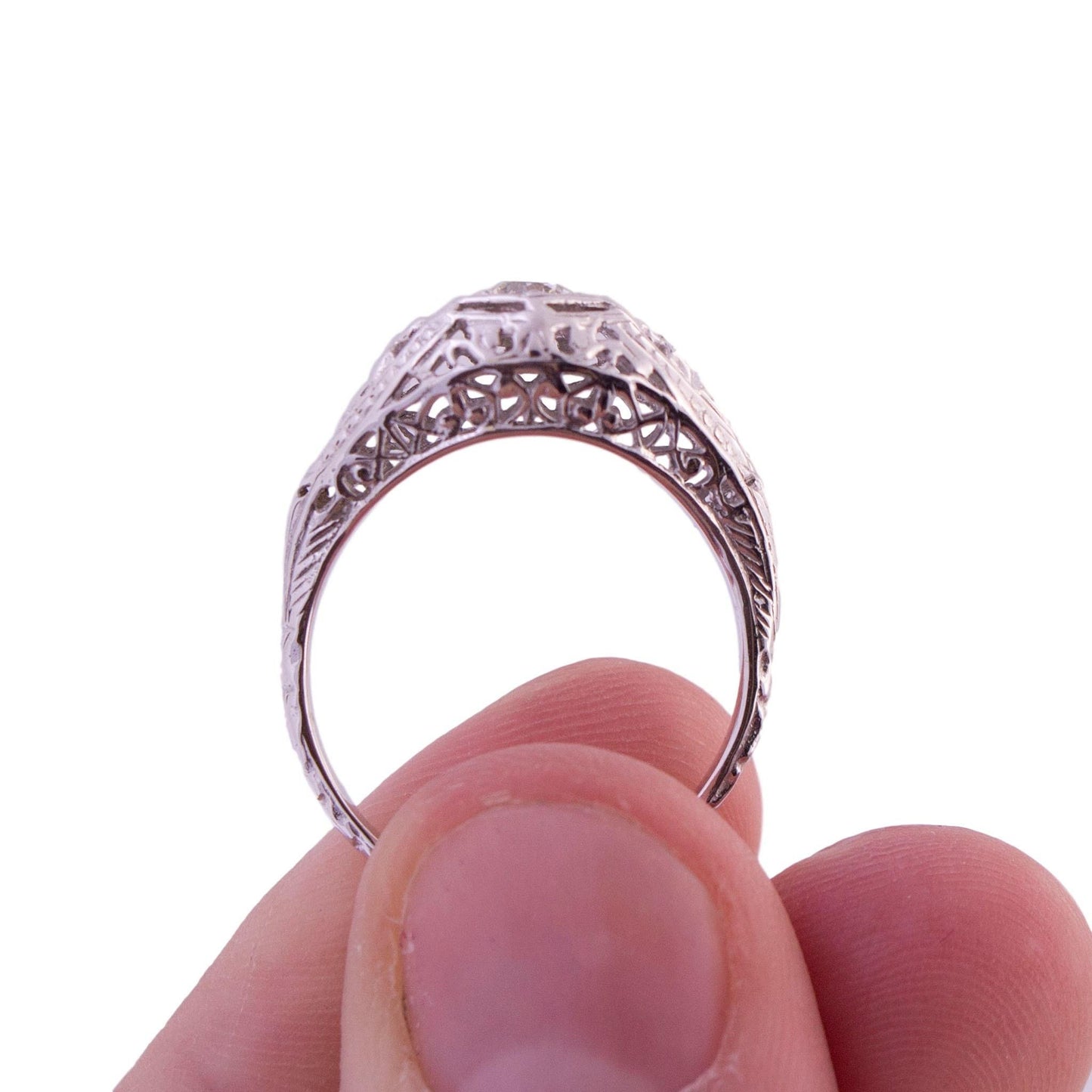 14K White Gold Sutton Place Filigree Diamond Engagement Ring