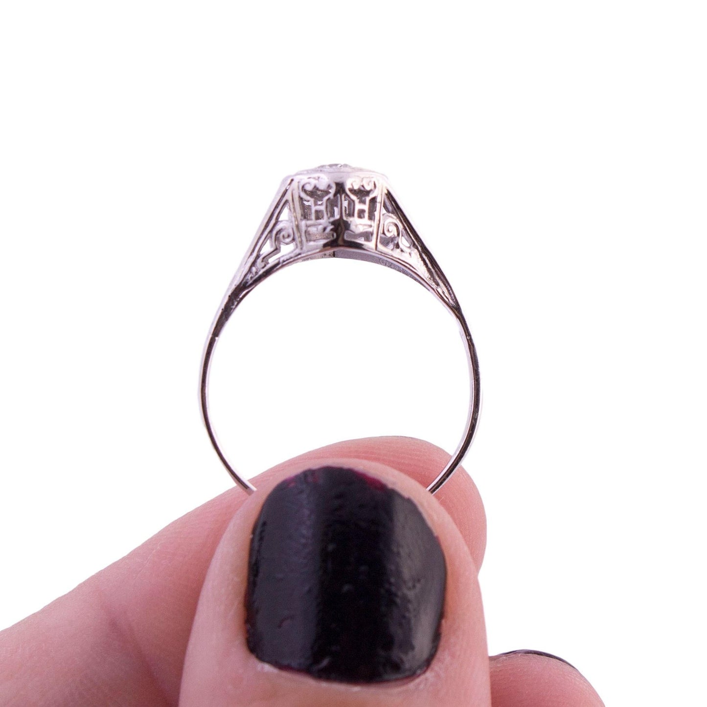 18K White Gold Art Deco Engagement Ring