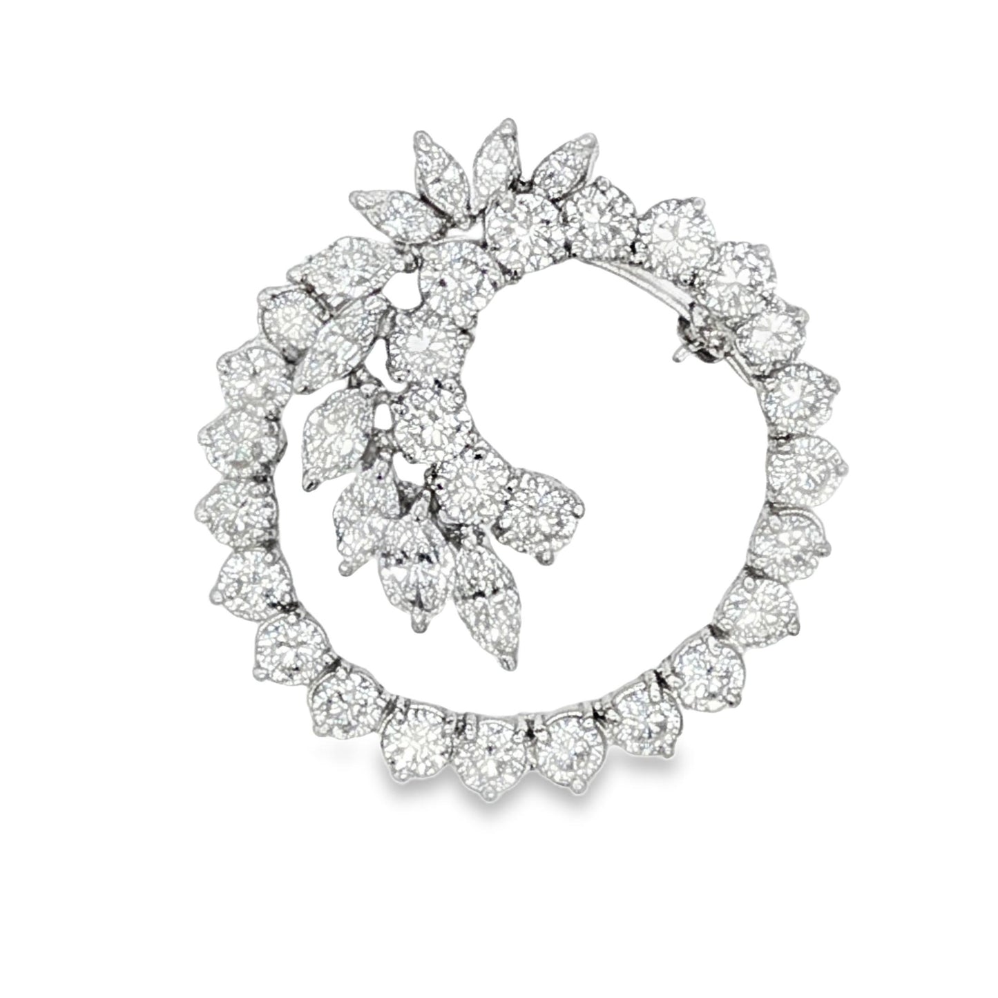 Platinum mid-century natural diamond spray brooch