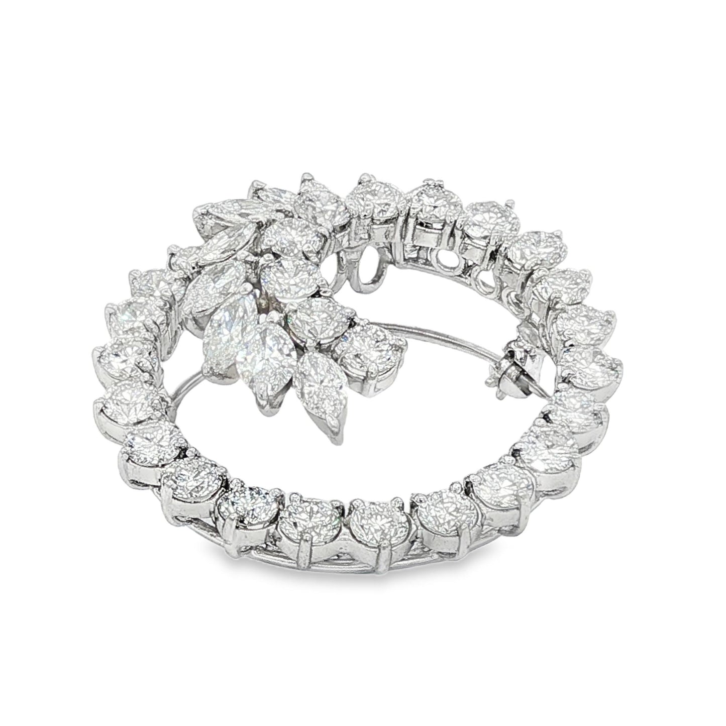 Platinum mid-century natural diamond spray brooch