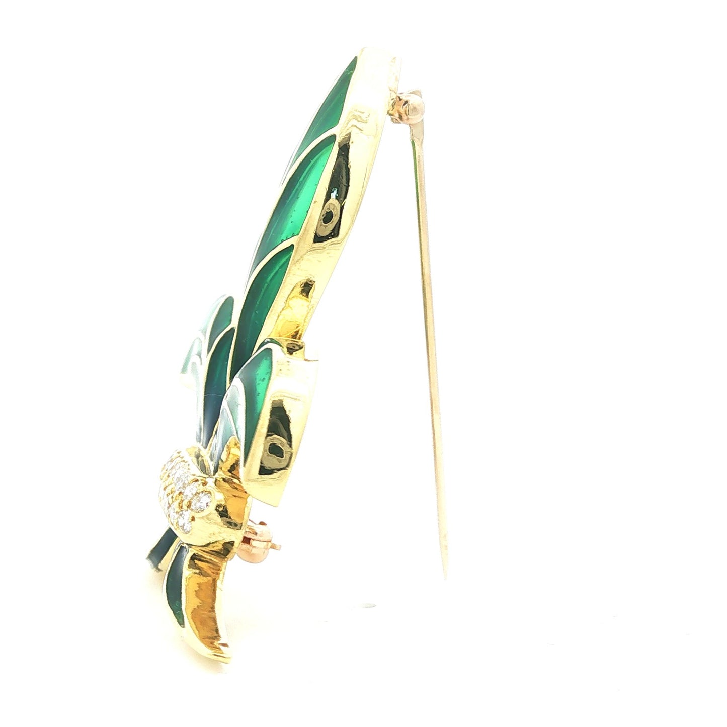 Plique-a-jour enamel Fluer de lis and diamond pin