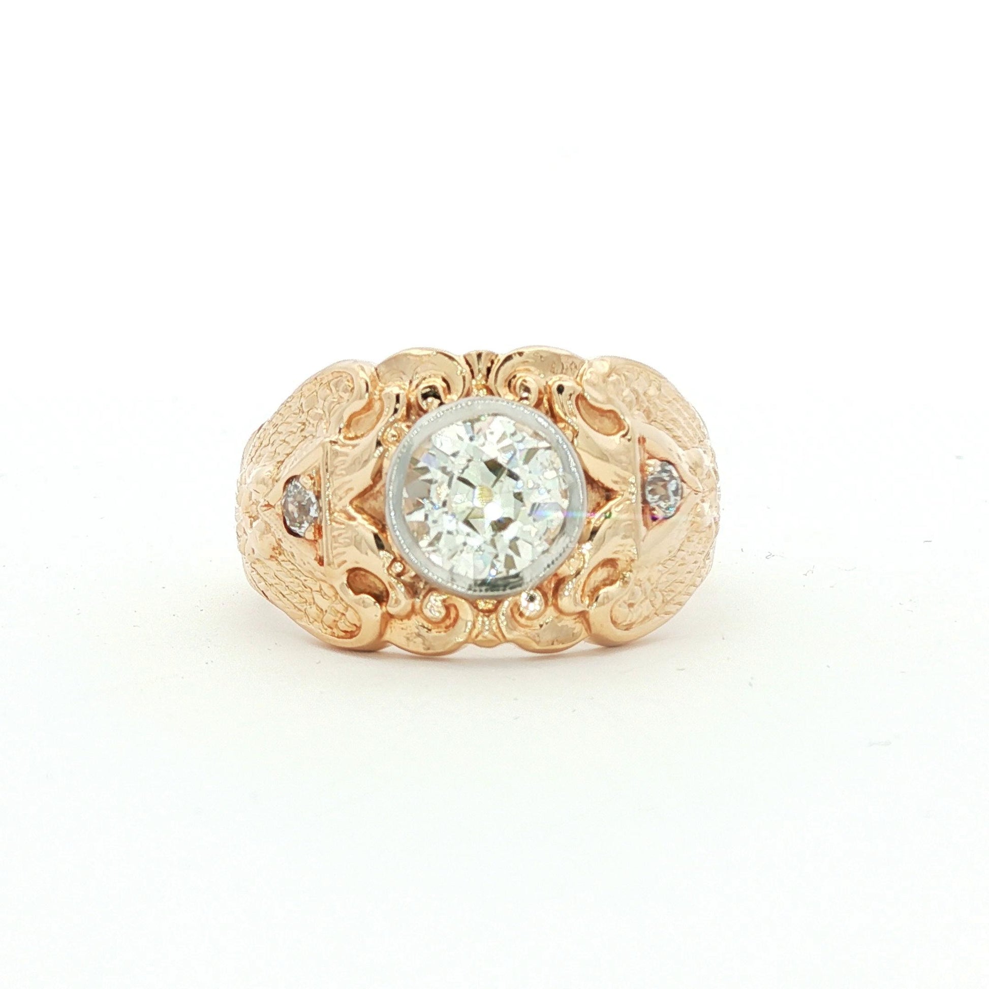 Scottish Rite 1.80 carat Old Euro Cut diamond 14k ring