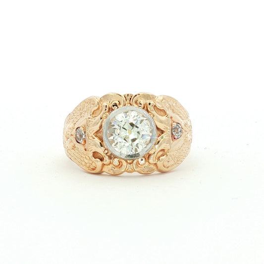 Scottish Rite 1.80 carat Old Euro Cut diamond 14k ring