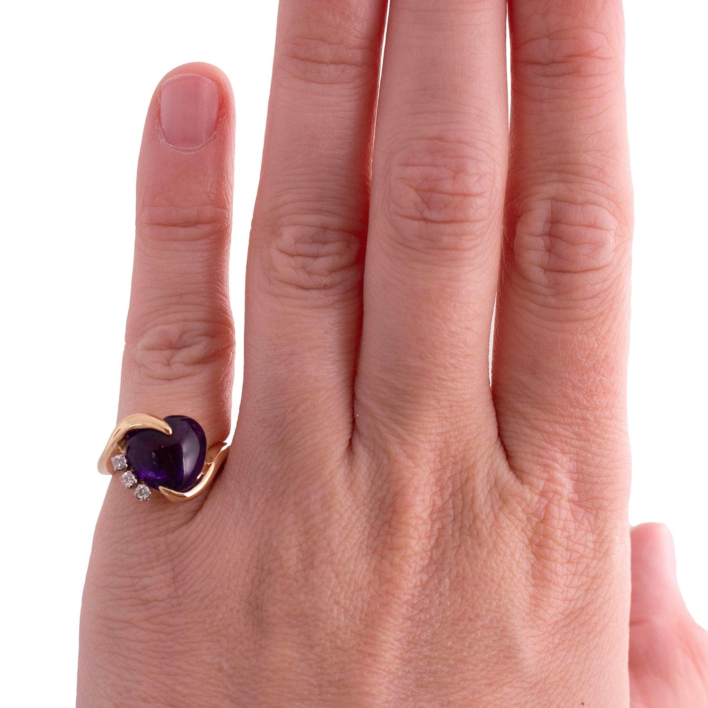 Amethyst Cabochon Heart Shape Ring