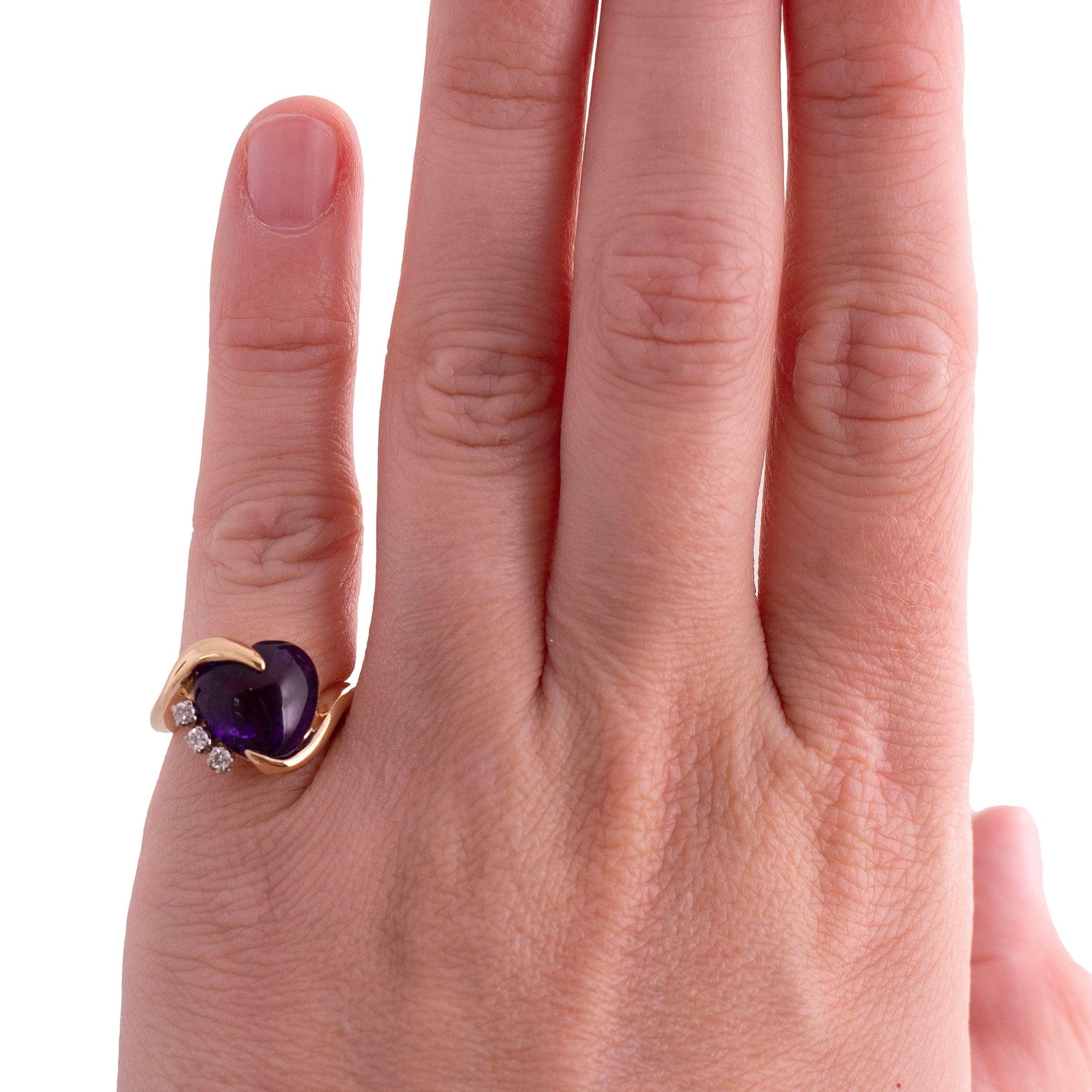 Amethyst Cabochon Heart Shape Ring
