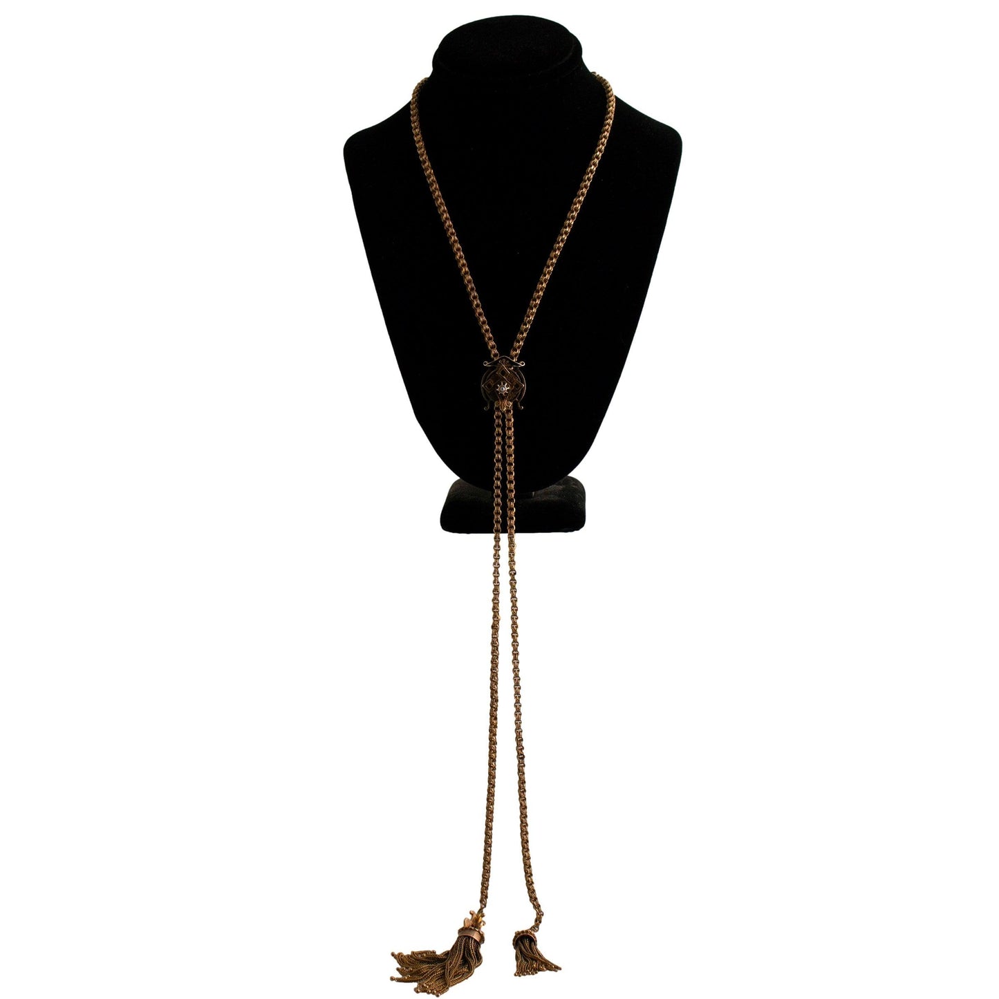 Black Enamel and Seed Pearl Slide Necklace