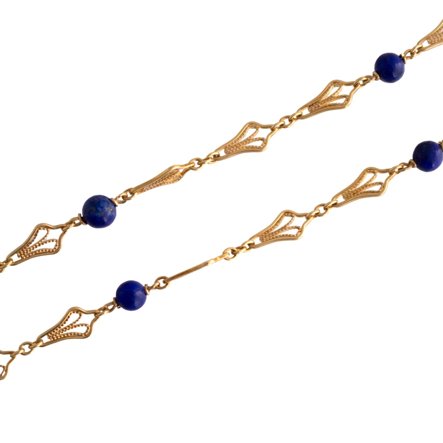 Carved Lapis and Enamel Necklace