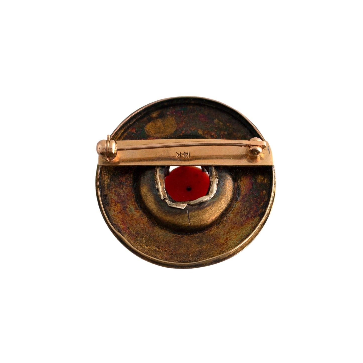 Coral Victorian Circle Brooch