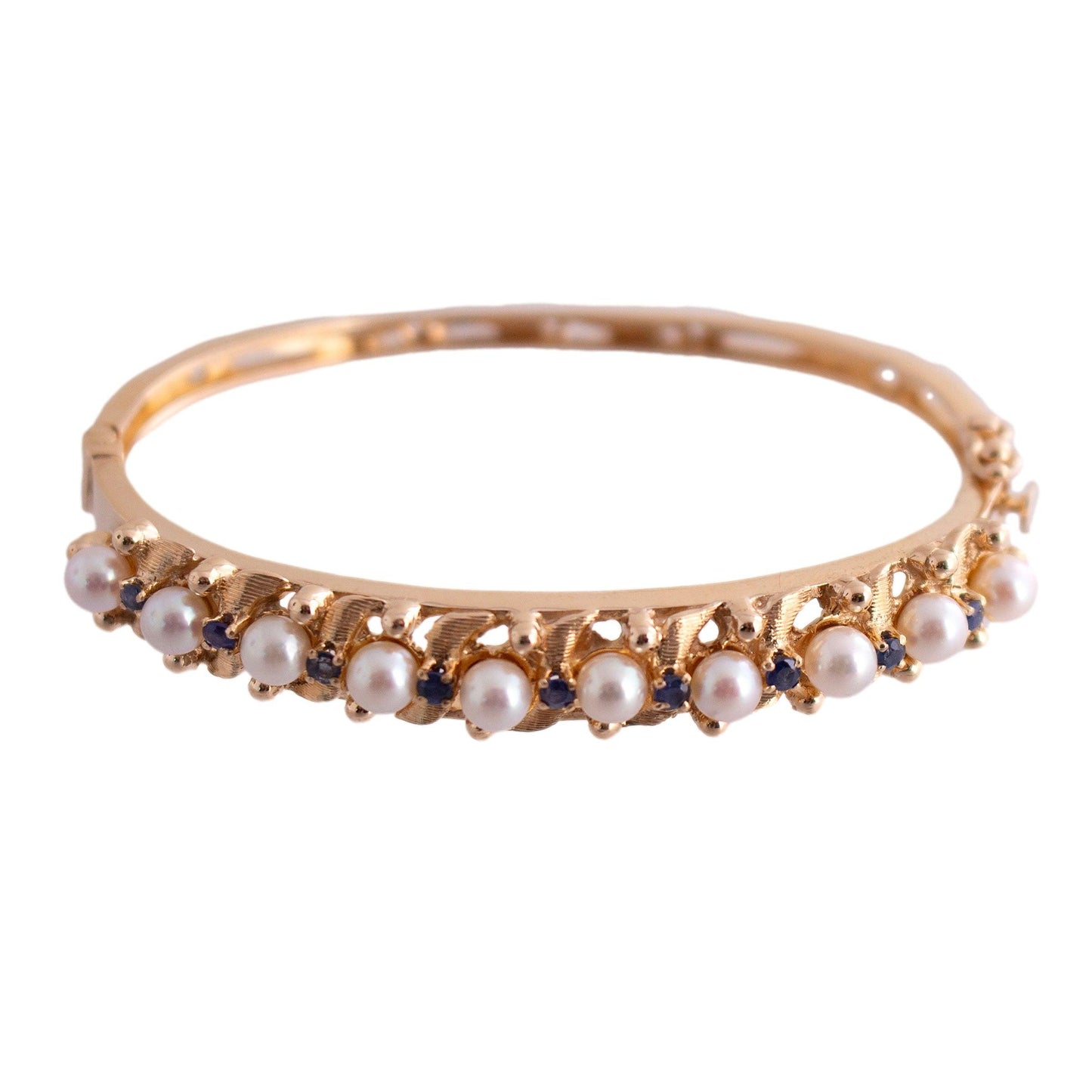 Cultured Pearl and Sapphire Bangle Bracelet
