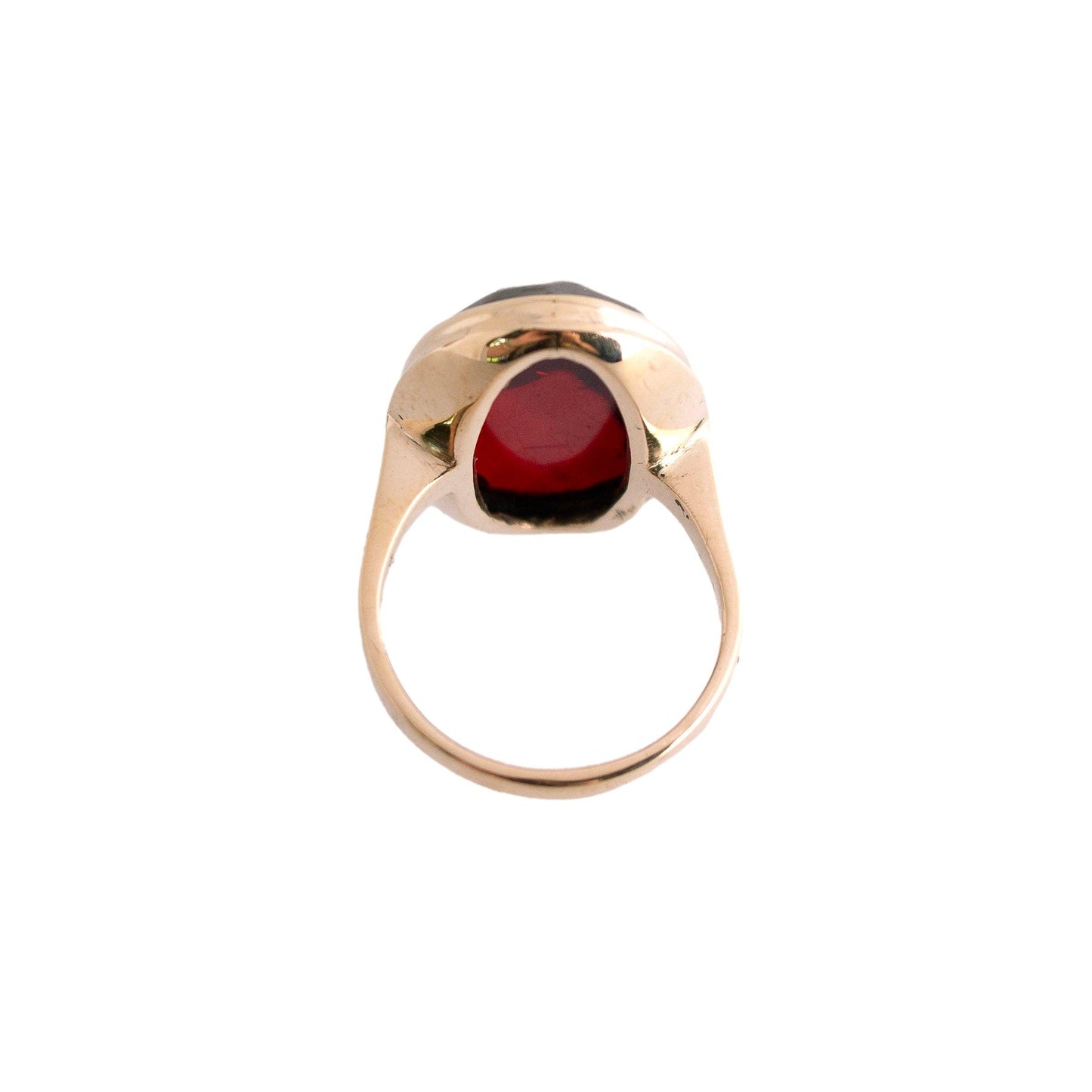 Faceted Red Amber Ring
