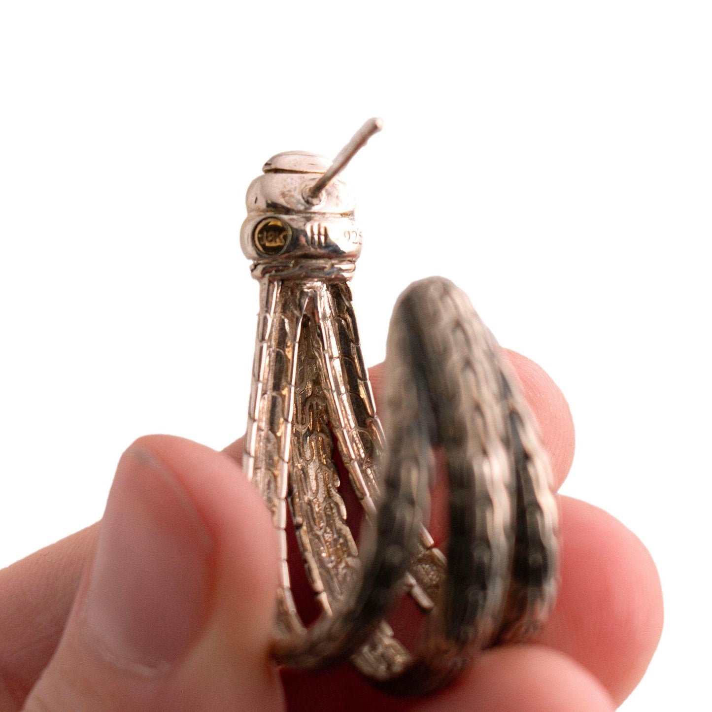 John Hardy Sterling Silver and 18K Gold Half Hoop Earrings