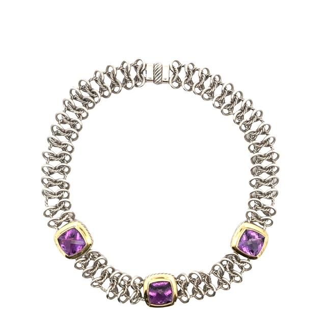 Yurman Sterling and 18k Amethyst Atlas Necklace