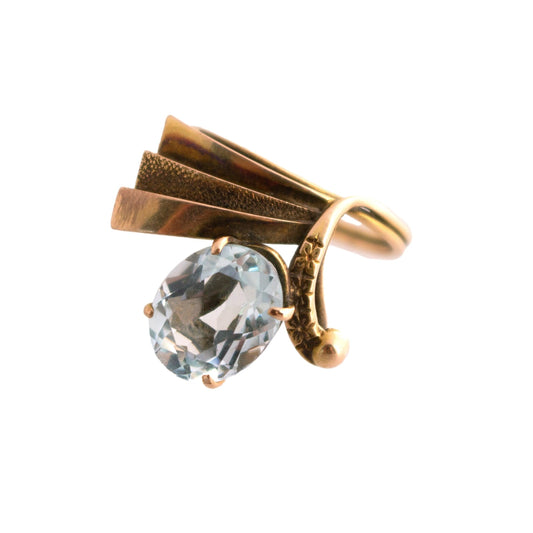 Retro Fanned Shaped Aqua Ring