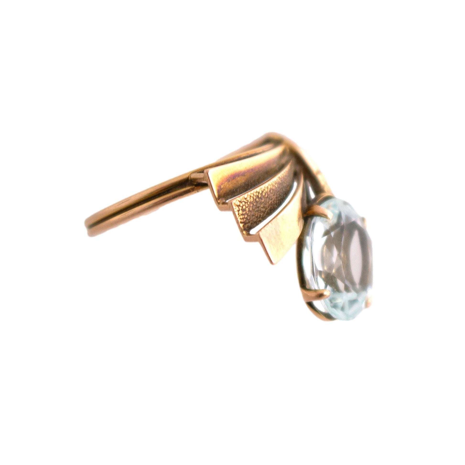 Retro Fanned Shaped Aqua Ring