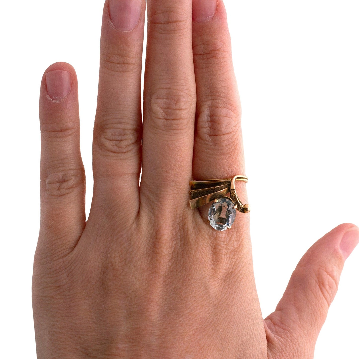 Retro Fanned Shaped Aqua Ring