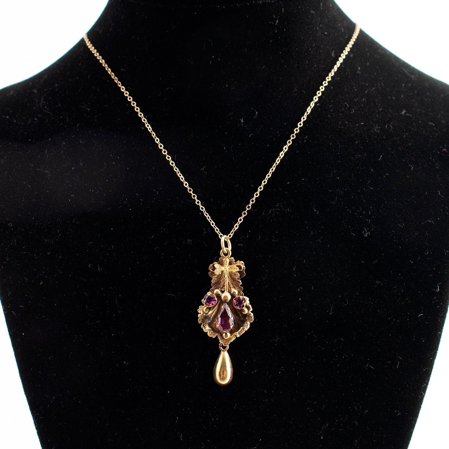 Rhodolite Garnet Victorian 12 karat Necklace