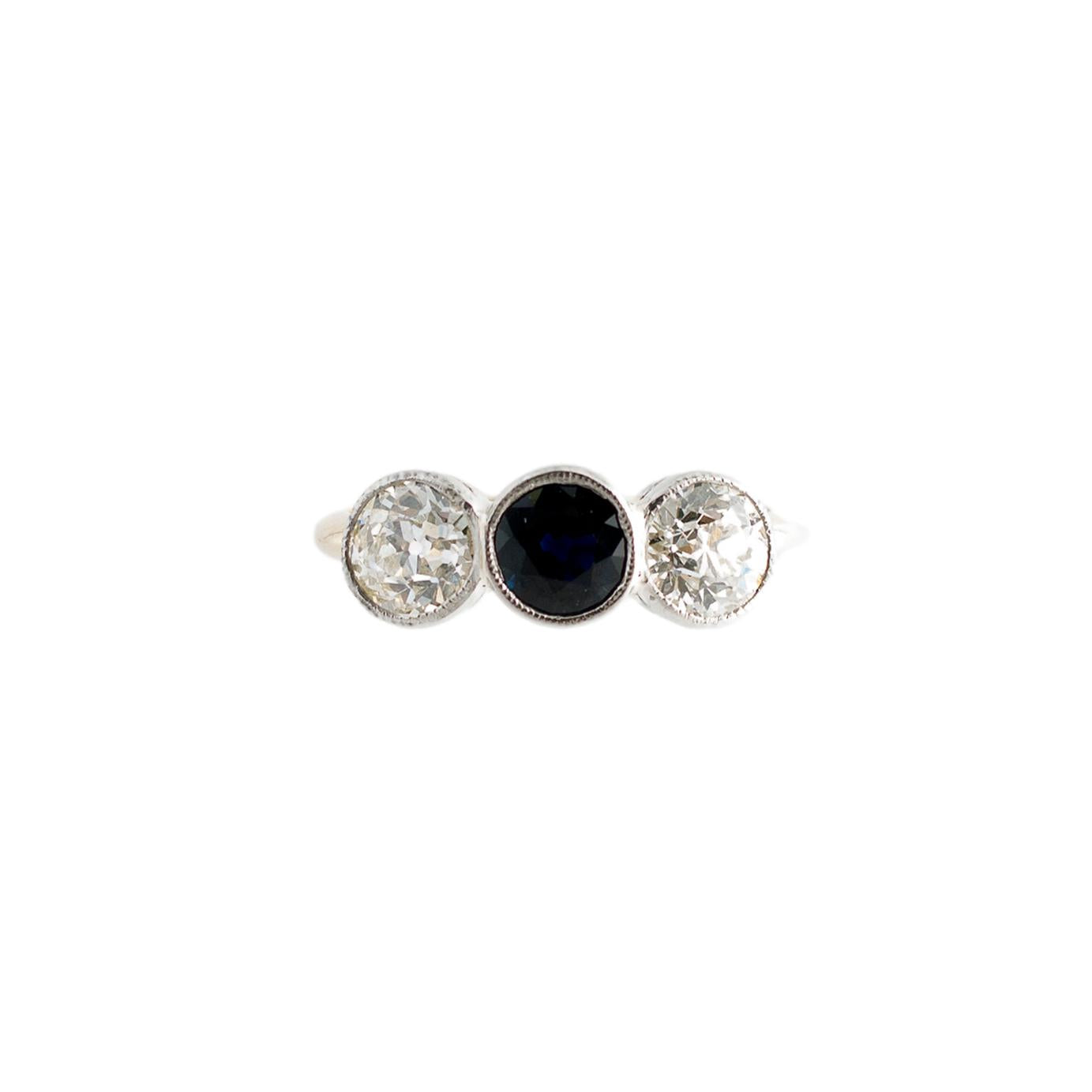 Sapphire and Diamond Bezel Ring