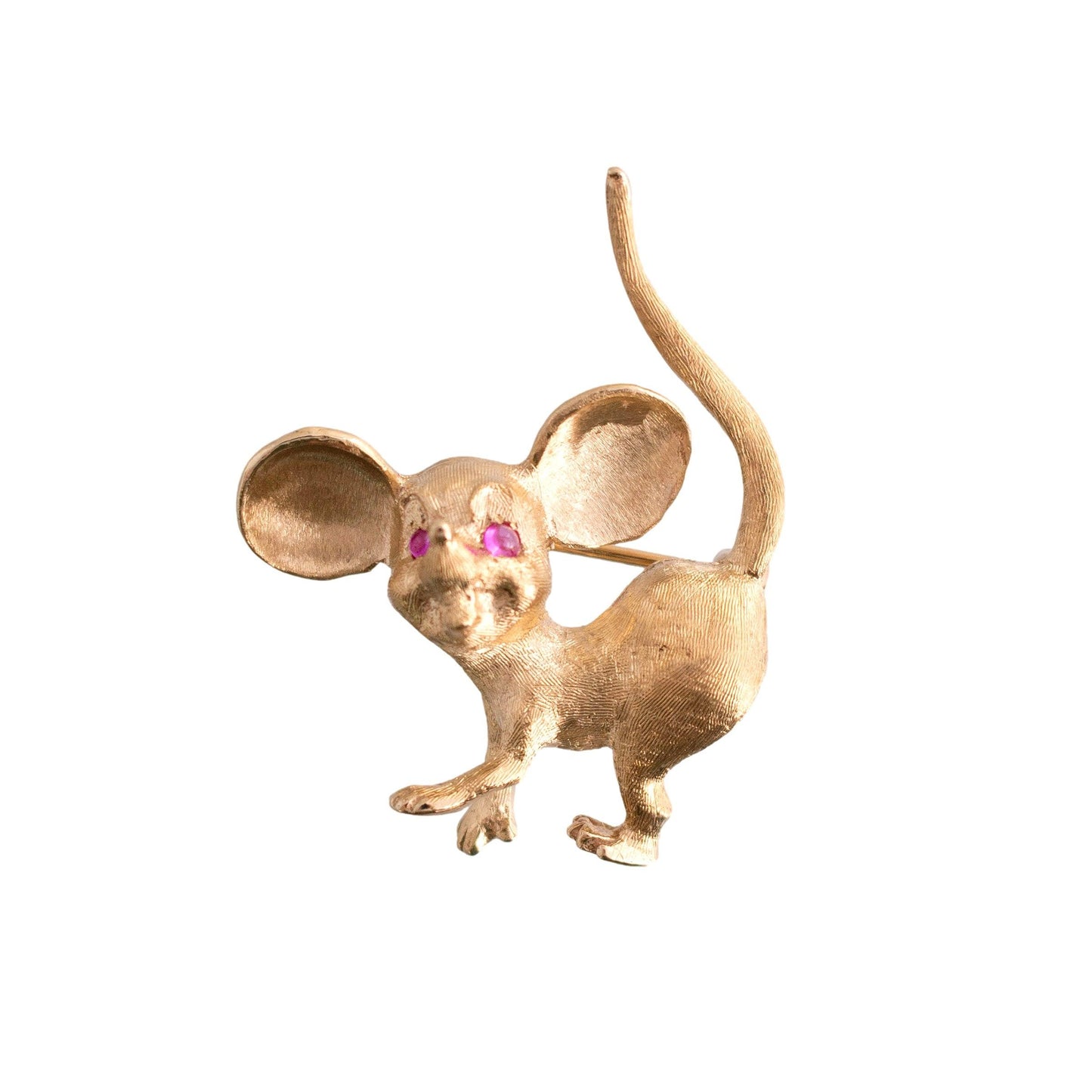Vintage 14K Gold Mouse Brooch