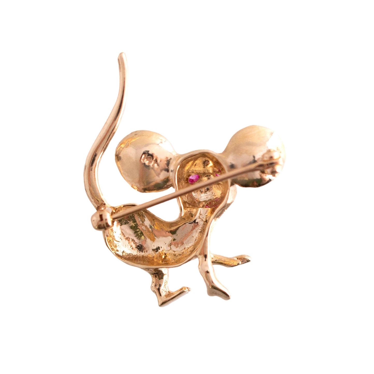 Vintage 14K Gold Mouse Brooch