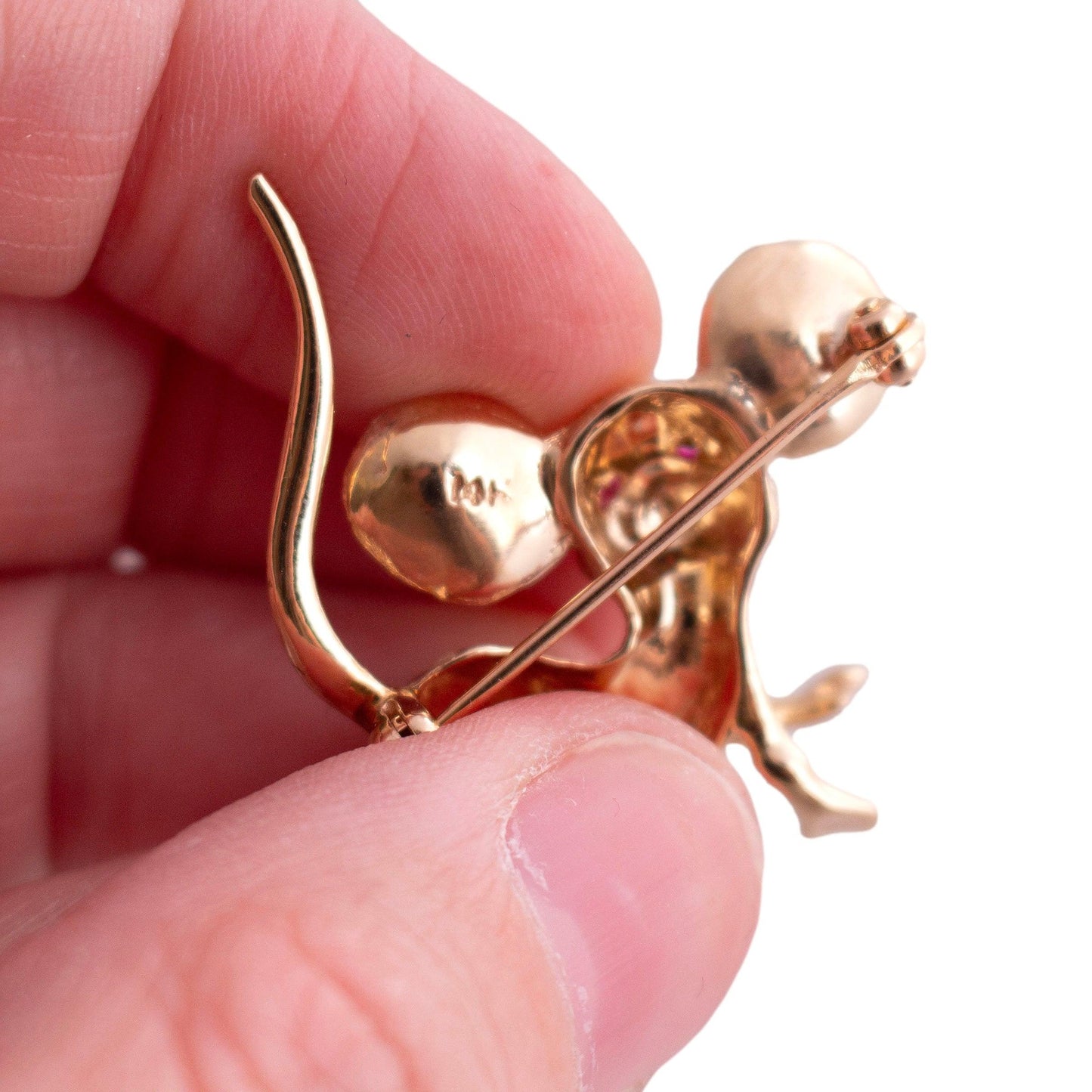 Vintage 14K Gold Mouse Brooch