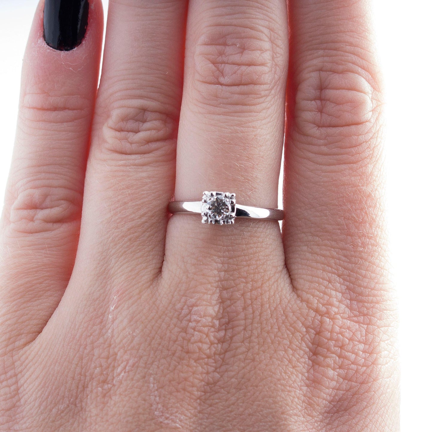 Vintage Platinum Diamond Solitaire Engagement Ring