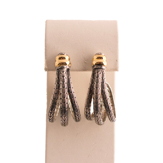 John Hardy Sterling Silver and 18K Gold Half Hoop Earrings