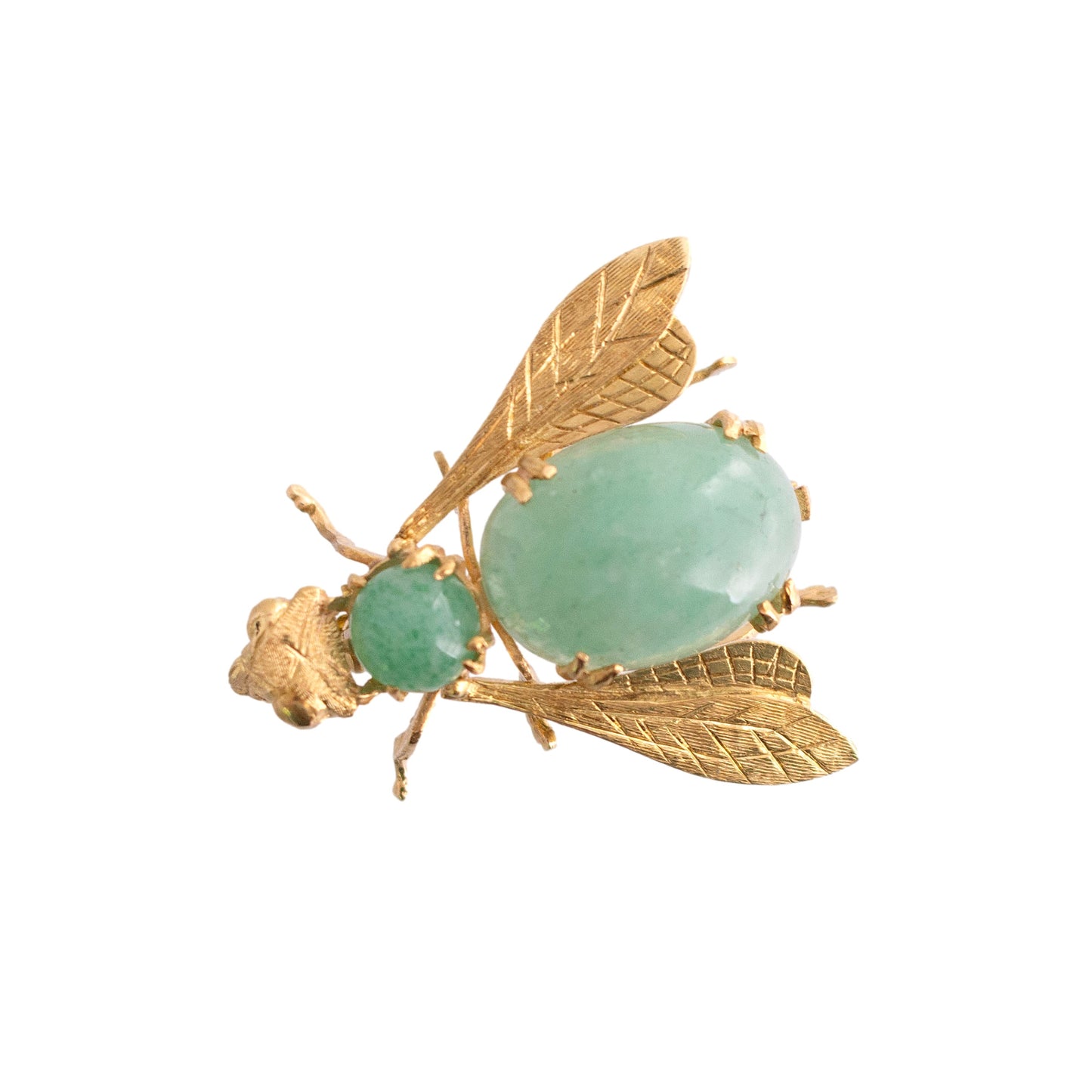 18K Gold Aventurine Wasp Brooch