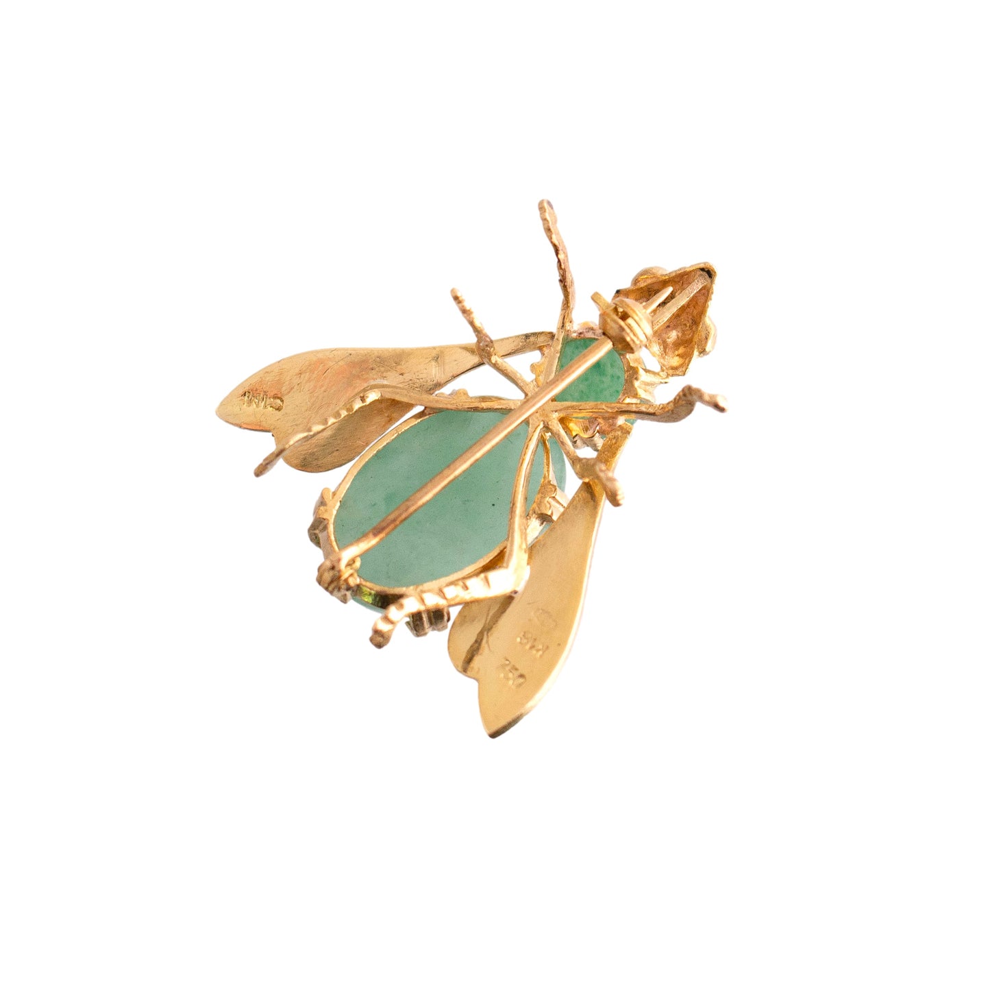 18K Gold Aventurine Wasp Brooch