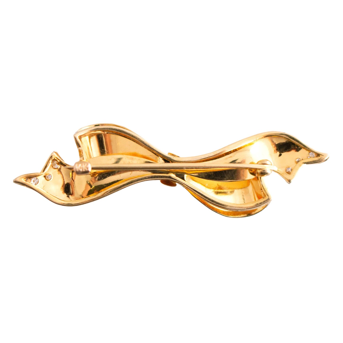Retro Yellow Gold Bow Brooch