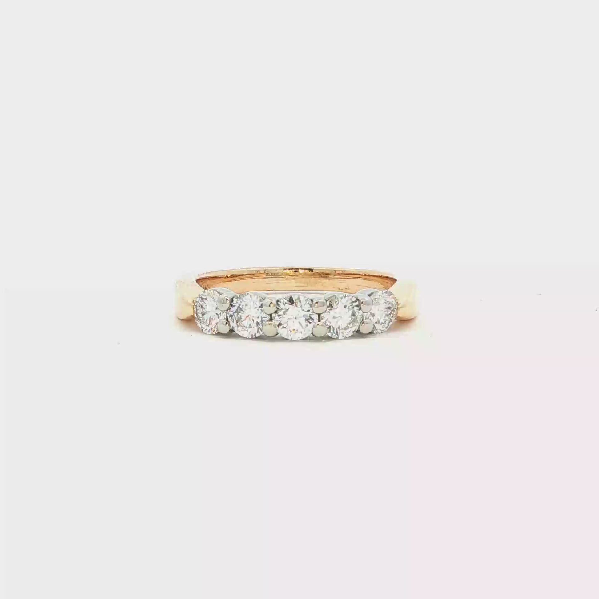 Five diamond two tone wedding ring