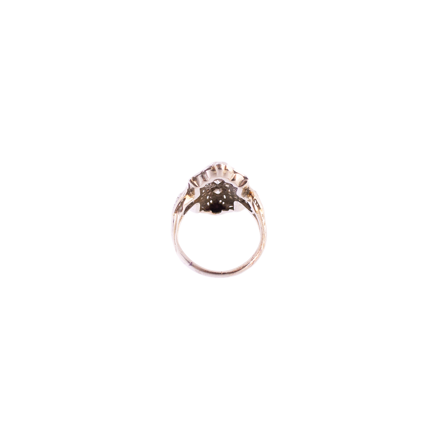 Filigree Diamond and Synthetic Sapphire Ring