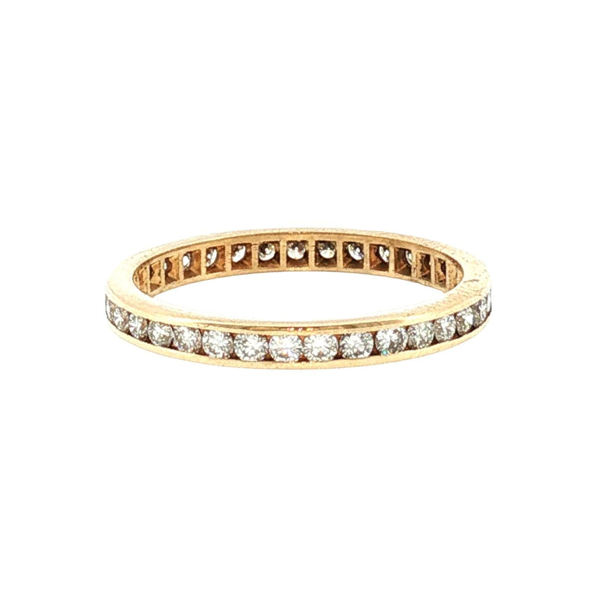 Late 20th-Century 14 Karat Yellow Gold 35 Natural Diamond Channel Eternity Band