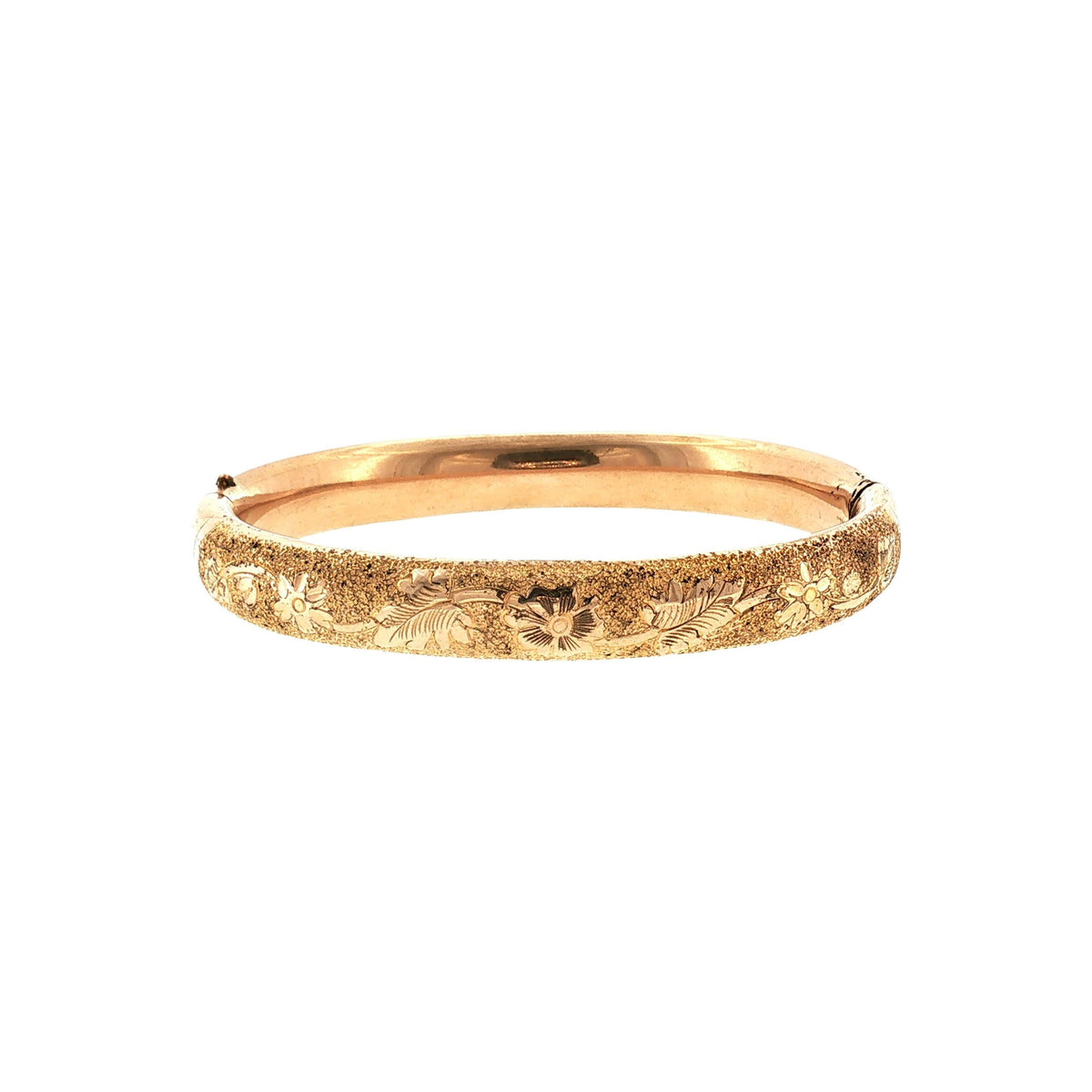 Late Victorian Yellow Gold Filled Repoussé Hinged Bracelet