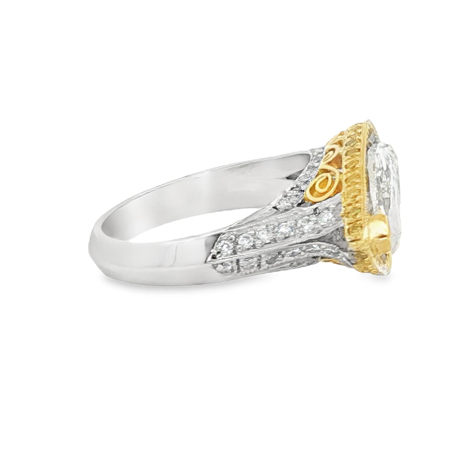 Horizontal 4 carat marquise diamond ring