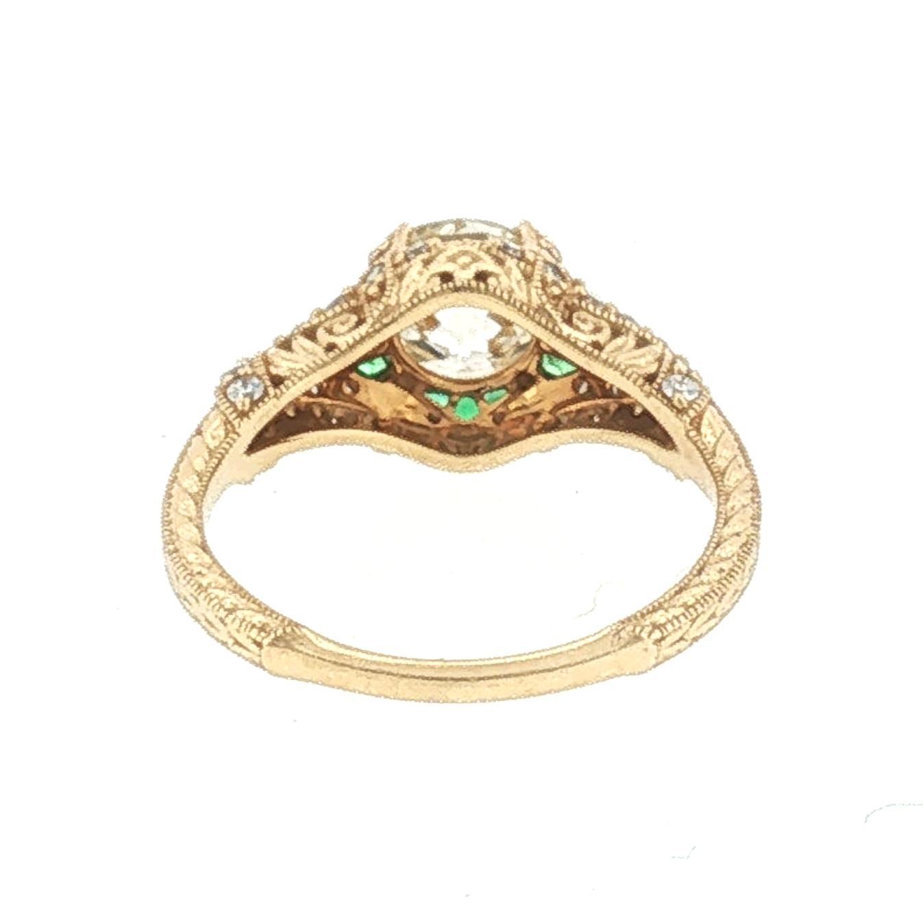 Repurposed 14k Yellow Gold 1.38 Carat Old European Cut Reproduction Ring