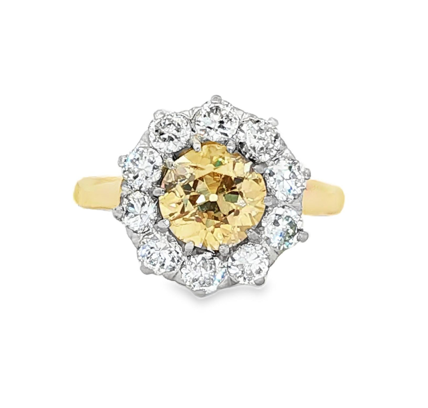Victorian natural brown and white diamond cluster ring