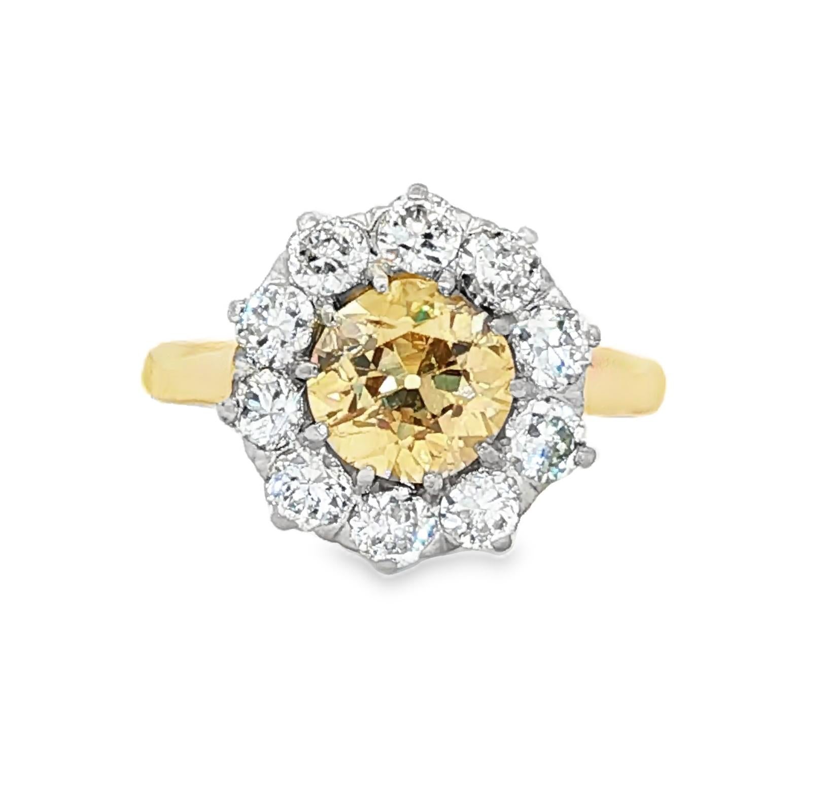 Victorian natural brown and white diamond cluster ring