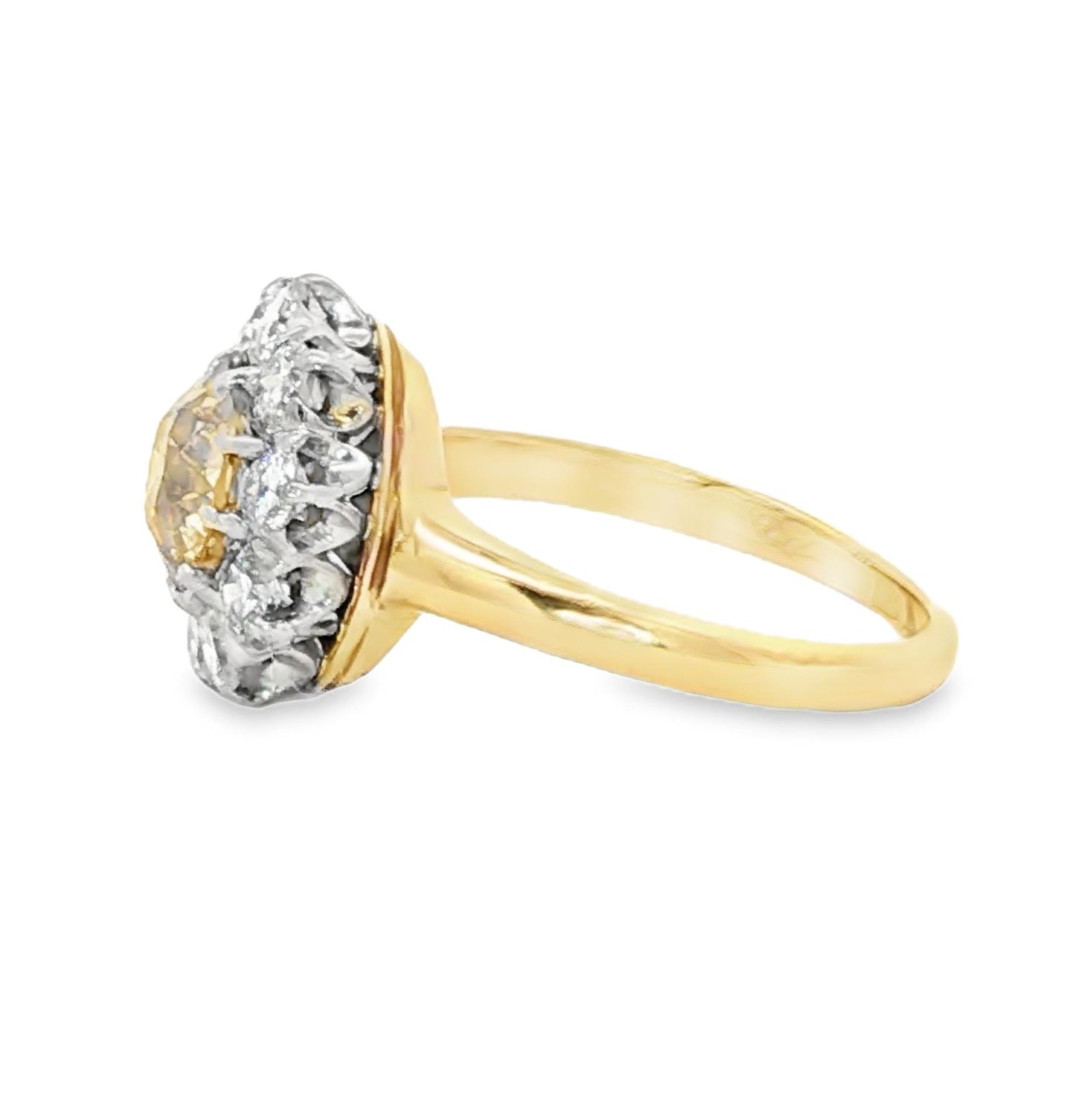Victorian natural brown and white diamond cluster ring